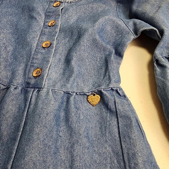 Vince Camuto Toddler Girls Floral Embroidered Designer Jean Jumpsuit - Size 3T - Picture 3 of 9